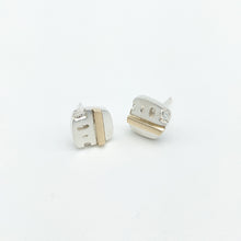 Load image into Gallery viewer, Oasis 2.0 - 925 Sterling Silver + 14K Gold Square Stud Earrings
