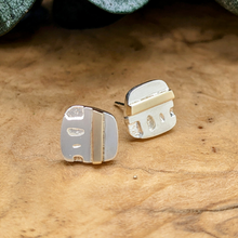Load image into Gallery viewer, Oasis 2.0 - 925 Sterling Silver + 14K Gold Square Stud Earrings
