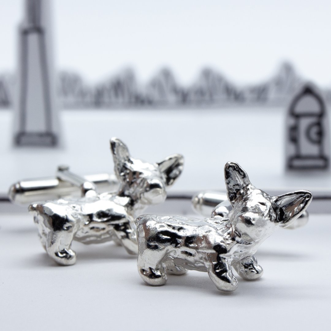 Dog Pembroke Welsh Corgi 925 Sterling Silver Cufflinks